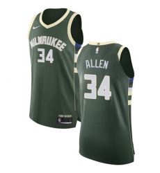 Men's Nike Milwaukee Bucks #34 Ray Allen Authentic Green Road NBA Jersey - Icon Edition