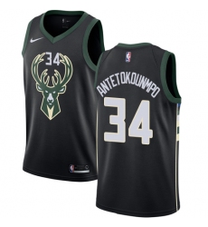 Men's Nike Milwaukee Bucks #34 Giannis Antetokounmpo Swingman Black Alternate NBA Jersey - Statement Edition