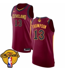 Men's Nike Cleveland Cavaliers #13 Tristan Thompson Authentic Maroon 2018 NBA Finals Bound NBA Jersey - Icon Edition