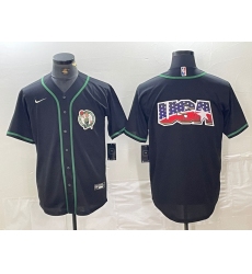 Men's Boston Celtics Black With Cool Base Stitched Baseball Jerseys