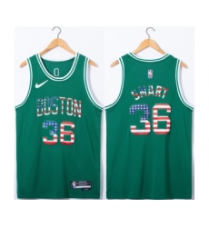 Men's Boston Celtics #36 Marcus Smart USA Flag Green Stitched Jersey