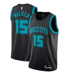 Men's Nike Jordan Charlotte Hornets #15 Kemba Walker Swingman Black NBA Jersey - 2018 19 City Edition