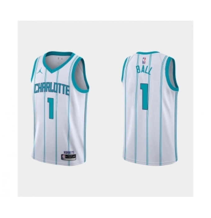Men's Charlotte Hornets #1 LaMelo Ball 2022-23 White Association Edition Stitched Basketball Jersey