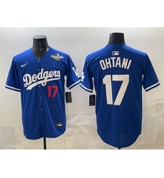 Men's Los Angeles Dodgers #17 Shohei Ohtani Royal 2025 World Series Limited Stitched Baseball Jersey