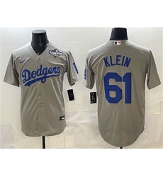 Men's Los Angeles Dodgers #61 Will Klein Gray 2025 World Series Cool Base Stitched Baseball Jersey