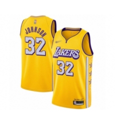 Men's Los Angeles Lakers #32 Magic Johnson Swingman Gold 2019-20 City Edition Basketball Jersey