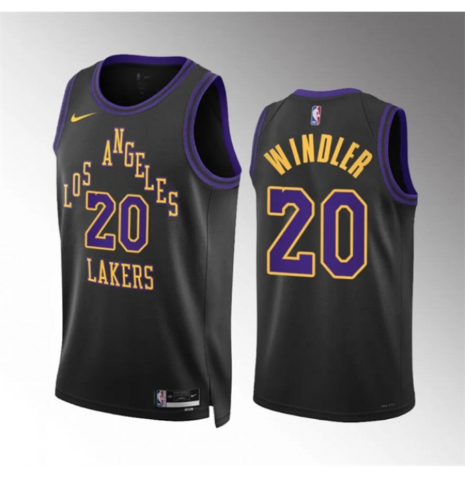 Men's Los Angeles Lakers #20 Dylan Windler Black 2023-24 City Edition Stitched Basketball Jersey