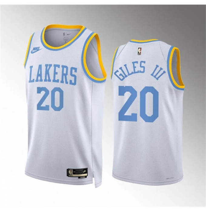 Men's Los Angeles Lakers #20 Harry Giles Iii White Classic Edition Stitched Basketball Jersey