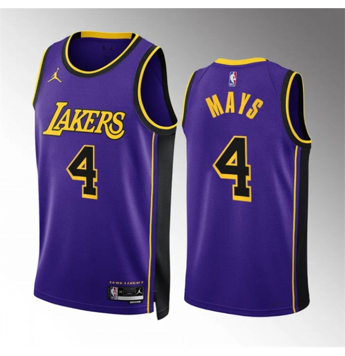 Men's Los Angeles Lakers #4 Skylar Mays Purple Statement Edition Stitched Basketball Jersey