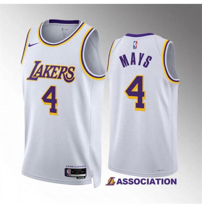 Men's Los Angeles Lakers #4 Skylar Mays White Association Edition Stitched Basketball Jersey