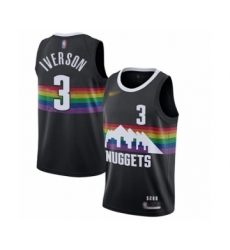 Men's Denver Nuggets #3 Allen Iverson Swingman Black Basketball Jersey - 2019 20 City Edition