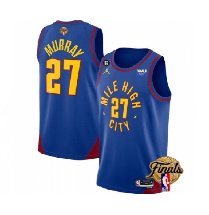 Men's Denver Nuggets #27 Jamal Murray Blue 2023 Finals Statement Edition With NO.6 Stitched Basketball Jersey