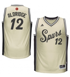 Youth Adidas San Antonio Spurs #12 LaMarcus Aldridge Swingman Cream 2015-16 Christmas Day NBA Jersey