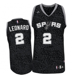 Men's Adidas San Antonio Spurs #2 Kawhi Leonard Authentic Black Crazy Light NBA Jersey
