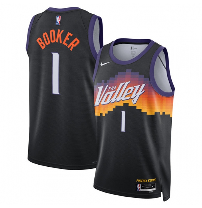 Men's Phoenix Suns #1 Devin Booker Black 2025-26 City Edition Stitched Basketball Jersey