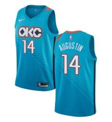 Men's Nike Oklahoma City Thunder #14 D.J. Augustin Swingman Turquoise NBA Jersey - City Edition