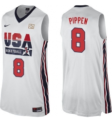 Men's Nike Team USA #8 Scottie Pippen Authentic White 2012 Olympic Retro Basketball Jersey