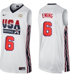 Men's Nike Team USA #6 Patrick Ewing Authentic White 2012 Olympic Retro Basketball Jersey