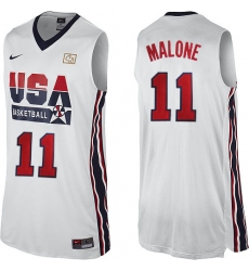 Men's Nike Team USA #11 Karl Malone Swingman White 2012 Olympic Retro Basketball Jersey