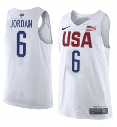 Men's Nike Team USA #6 DeAndre Jordan Swingman White 2016 Olympic Basketball Jersey