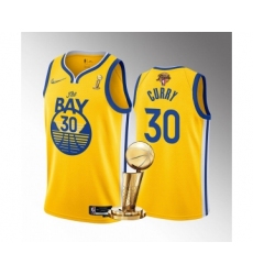 Men's Golden State Warriors #30 Stephen Curry Gold 2022 NBA Finals Champions Stitched Jersey