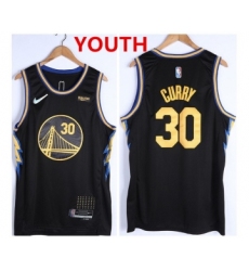 Youth Golden State Warriors #30 Stephen Curry 75th Anniversary Black Stitched Basketball Jersey