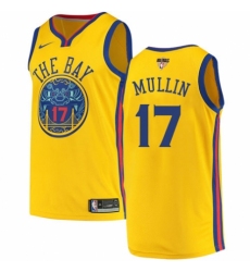 Men's Nike Golden State Warriors #17 Chris Mullin Authentic Gold 2018 NBA Finals Bound NBA Jersey - City Edition