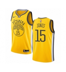 Men's Nike Golden State Warriors #15 Damian Jones Yellow Swingman Jersey - Earned Edition