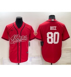 Men's San Francisco 49ers #80 Jerry Rice Red Stitched Cool Base Nike Baseball Jersey