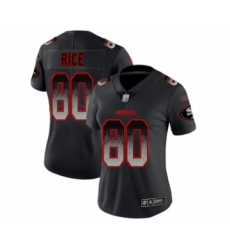 Women's San Francisco 49ers #80 Jerry Rice Limited Black Smoke Fashion Football Jersey