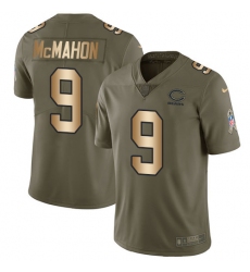 Men's Nike Chicago Bears #9 Jim McMahon Limited Olive/Gold Salute to Service NFL Jersey