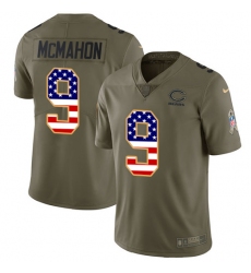 Men's Nike Chicago Bears #9 Jim McMahon Limited Olive/USA Flag Salute to Service NFL Jersey