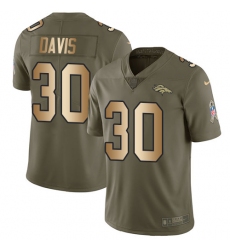Men's Nike Denver Broncos #30 Terrell Davis Limited Olive/Gold 2017 Salute to Service NFL Jersey