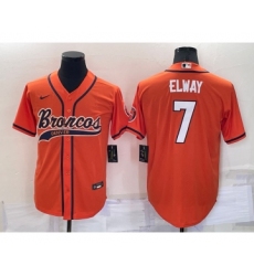 Men's Denver Broncos #7 John Elway Orange Stitched Cool Base Nike Baseball Jersey