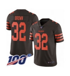 Men's Cleveland Browns #32 Jim Brown Limited Brown Rush Vapor Untouchable 100th Season Football Jersey