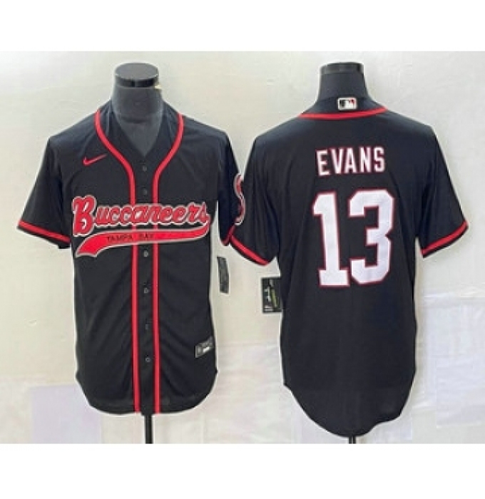 Men's Nike Tampa Bay Buccaneers #13 Mike Evans Black Cool Base Stitched Baseball Jersey