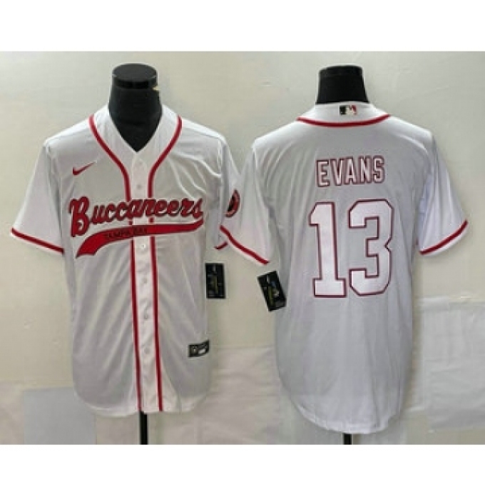 Men's Nike Tampa Bay Buccaneers #13 Mike Evans White Cool Base Stitched Baseball Jersey