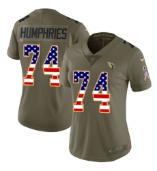Women's Nike Arizona Cardinals #74 D.J. Humphries Limited Olive/USA Flag 2017 Salute to Service NFL Jersey