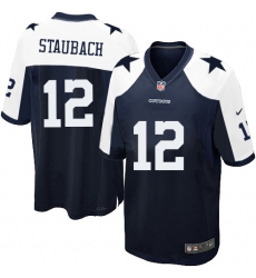 Men's Nike Dallas Cowboys #12 Roger Staubach Game Navy Blue Throwback Alternate NFL Jersey