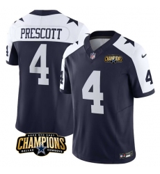 Men's Dallas Cowboys #4 Dak Prescott Navy White 2023 F.U.S.E. NFC East Champions Football Stitched Jersey