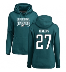 Women's Nike Philadelphia Eagles #27 Malcolm Jenkins Green Super Bowl LII Champions Pullover Hoodie