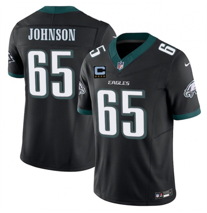 Men's Philadelphia Eagles #65 Lane Johnson Black 2025 F.U.S.E. With 4-Star C Vapor Untouchable Limited Throwback Stitched Football Jersey