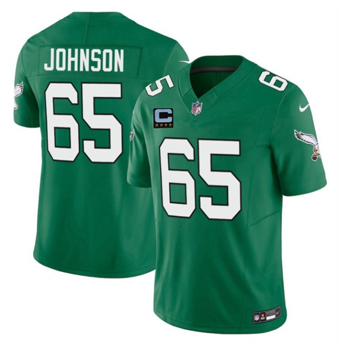 Men's Philadelphia Eagles #65 Lane Johnson Kelly Green 2025 F.U.S.E. With 4-Star C Vapor Untouchable Limited Throwback Stitched Football Jersey