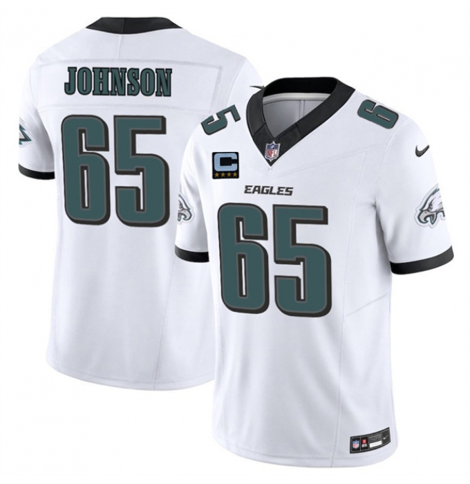Men's Philadelphia Eagles #65 Lane Johnson White 2025 F.U.S.E. With 4-Star C Vapor Untouchable Limited Stitched Football Jersey