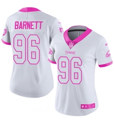 Women's Nike Philadelphia Eagles #96 Derek Barnett Limited White/Pink Rush Fashion NFL Jersey