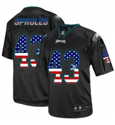 Men's Nike Philadelphia Eagles #43 Darren Sproles Elite Black USA Flag Fashion NFL Jersey