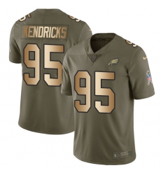 Men's Nike Philadelphia Eagles #95 Mychal Kendricks Limited Olive/Gold 2017 Salute to Service NFL Jersey