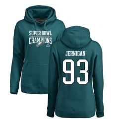 Women's Nike Philadelphia Eagles #93 Timmy Jernigan Green Super Bowl LII Champions Pullover Hoodie