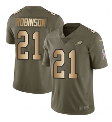 Men's Nike Philadelphia Eagles #21 Patrick Robinson Limited Olive/Gold 2017 Salute to Service NFL Jersey