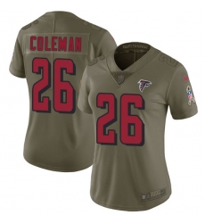 Women's Nike Atlanta Falcons #26 Tevin Coleman Limited Olive 2017 Salute to Service NFL Jersey